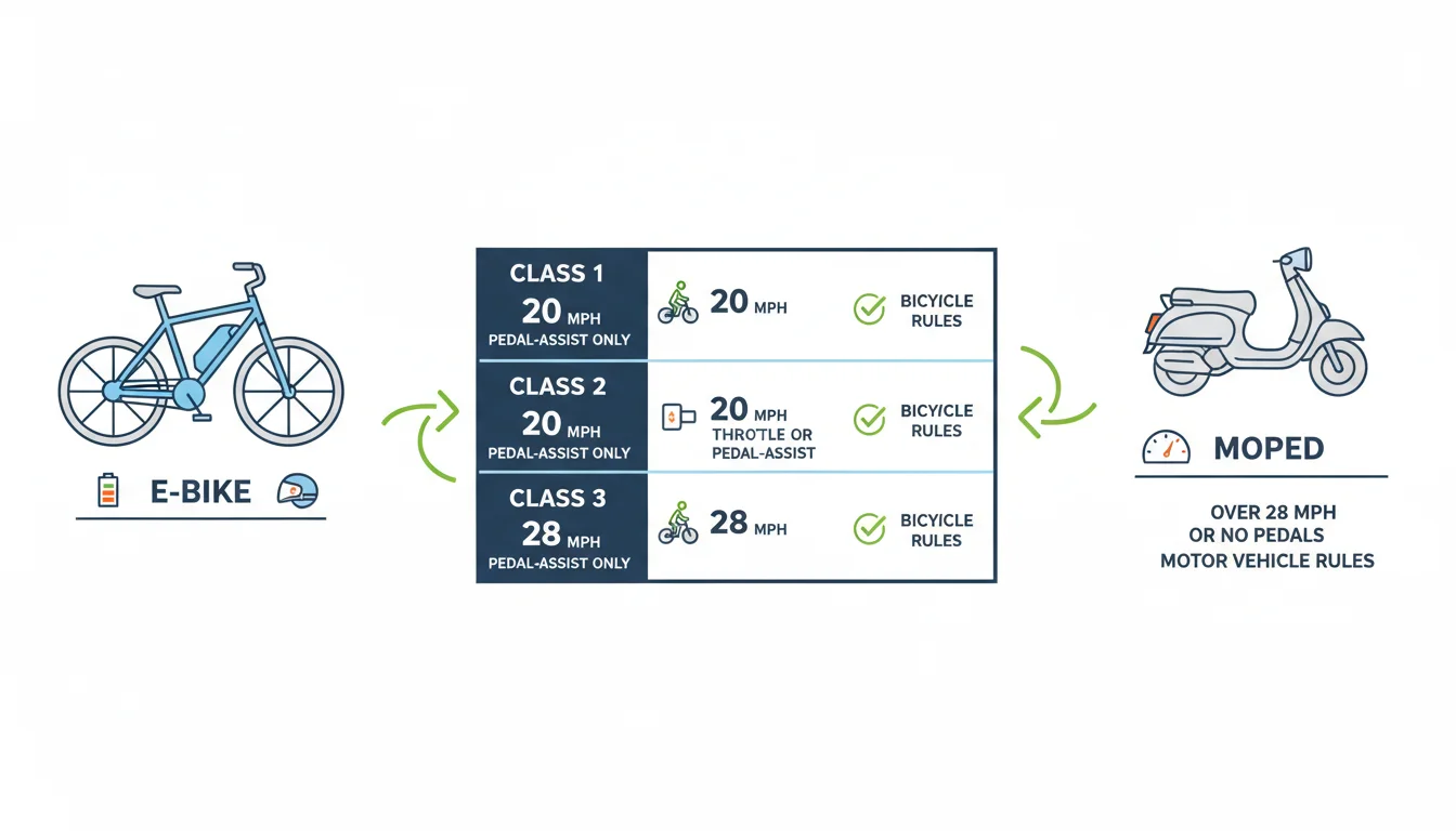 Illustration showing when is an ebike a moped concept