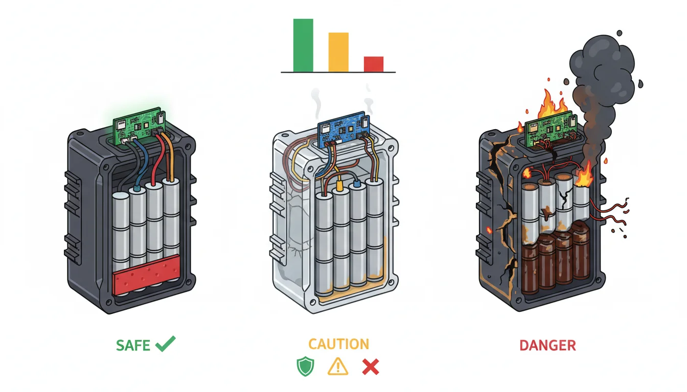 Illustration showing which ebike batteries are safe concept