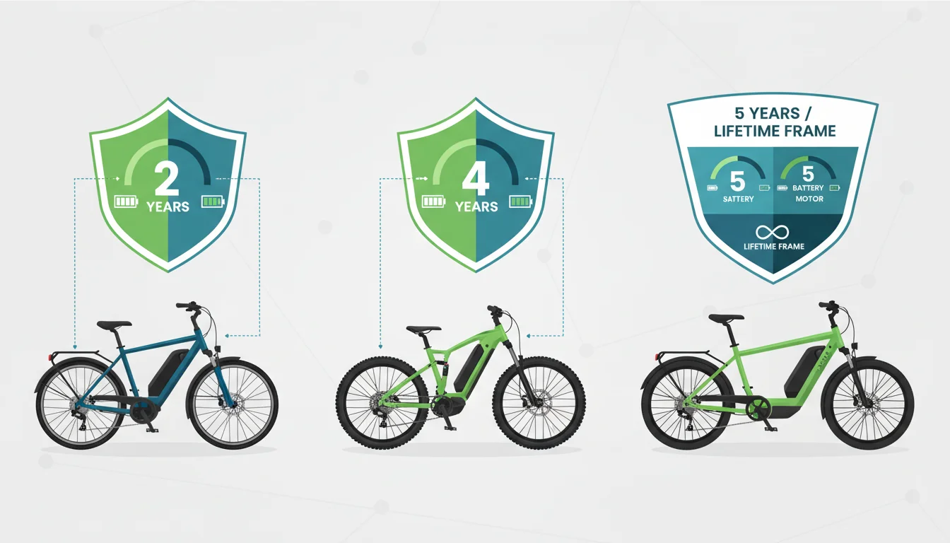 Illustration showing which ebike has the best warranty concept