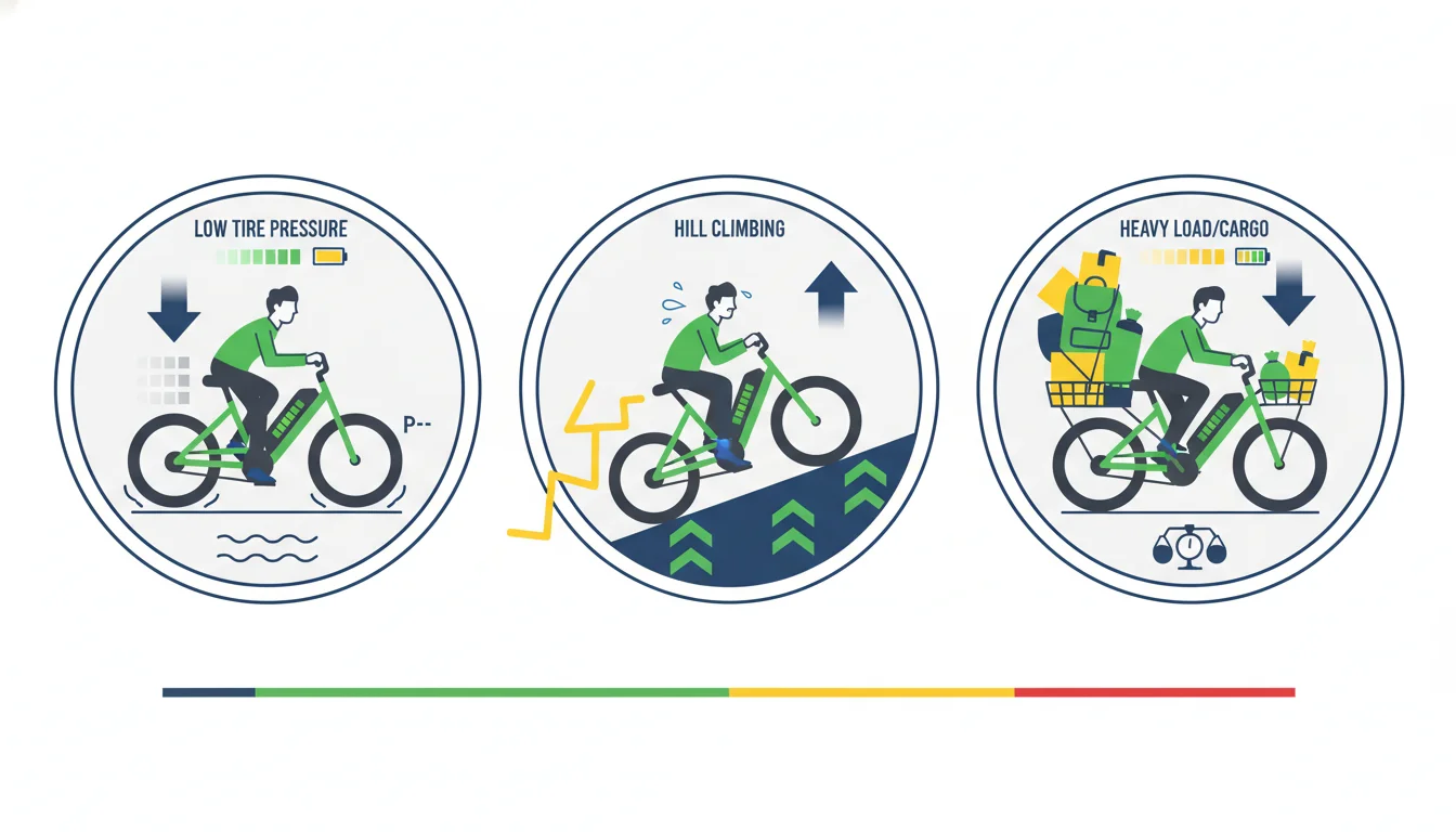 Illustration showing why is my ebike battery draining so fast concept